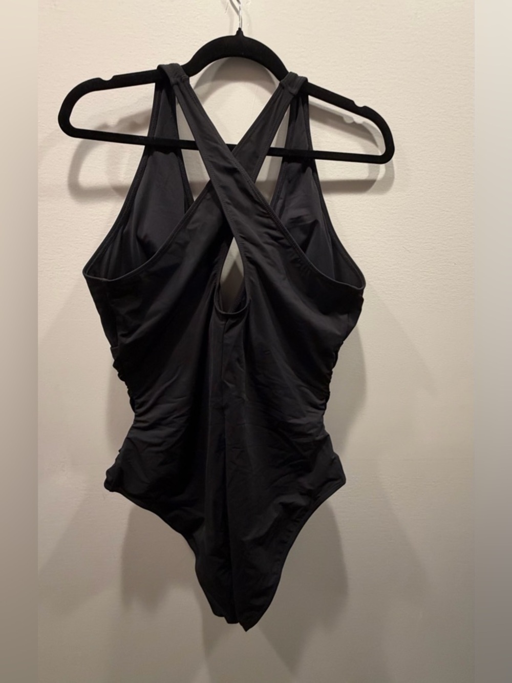 ShapeLLX Smart Sculpt Classic Black Cross-Back - Front Ruched One-Piece Swimsuit - Picture 5 of 7